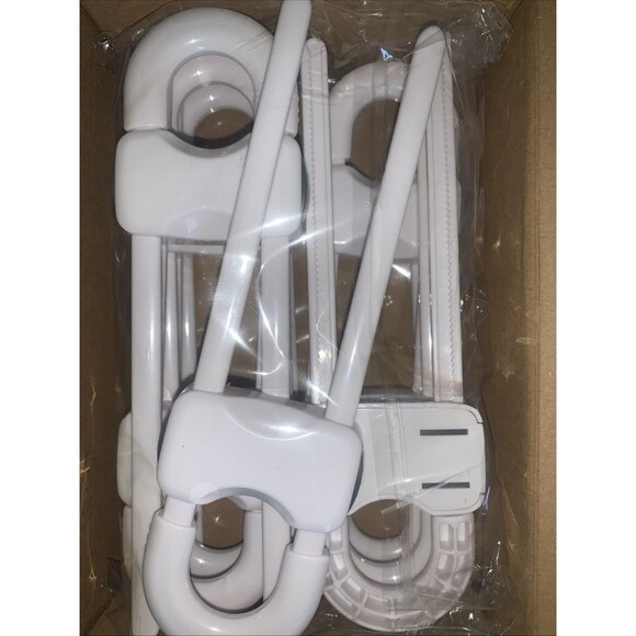 10 Pc Cabinet Locks, U-Shaped Baby Proofing Drawers, White NEW - Picture 7 of 7